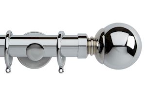 Rolls 35mm Neo Ball Metal Curtain Pole Chrome - Thumbnail 1