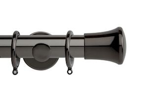 Rolls 35mm Neo Trumpet Metal Curtain Pole Black Nickel