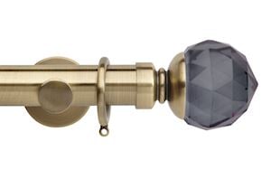 Rolls 35mm Neo Smoke Grey Faceted Metal Curtain Pole Spun Brass