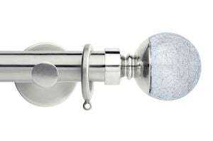 Rolls 35mm Neo Crackled Glass Metal Curtain Pole Stainless Steel