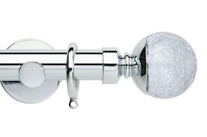 Rolls 35mm Neo Crackled Glass Metal Curtain Pole Chrome