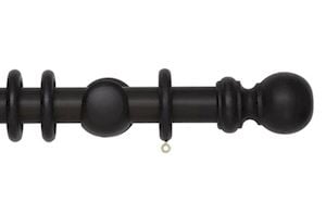 Rolls 35mm Woodline Wooden Curtain Pole Black - Thumbnail 1