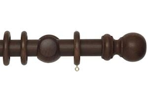 Rolls 35mm Woodline Wooden Curtain Pole Dark Oak - Thumbnail 1