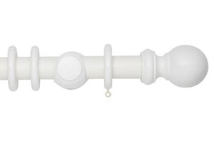 Rolls 35mm Woodline Wooden Curtain Pole White - Thumbnail 1