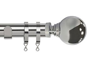 Speedy 35mm Globe Curtain Pole Chrome