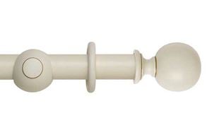 Rolls 45mm Museum Plain Ball Wooden Curtain Pole Antique White  - Thumbnail 1