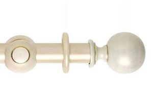 Rolls 45mm Museum Plain Ball Wooden Curtain Pole Cream and Gold Wash 