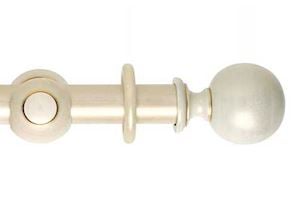 Rolls 45mm Museum Plain Ball Wooden Curtain Pole Cream and Gold Wash  - Thumbnail 1