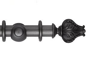 Rolls 45mm Museum Vienna Wooden Curtain Pole Satin Pewter - Thumbnail 1