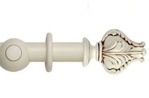 Rolls 45mm Museum Vienna Wooden Curtain Pole Antique White - Thumbnail 1