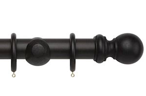 Rolls 50mm Woodline Wooden Curtain Pole Black - Thumbnail 1