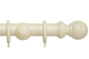 Rolls 50mm Woodline Wooden Curtain Pole Cream - Thumbnail 1