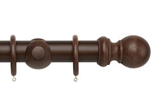 Rolls 50mm Woodline Wooden Curtain Pole Dark Oak - Thumbnail 1