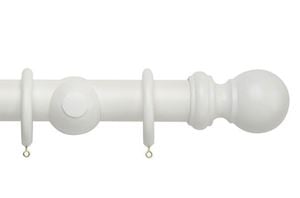 Rolls 50mm Woodline Wooden Curtain Pole White - Thumbnail 1