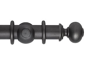 Rolls 55mm Museum Parham Wooden Curtain Pole Satin Pewter - Thumbnail 1