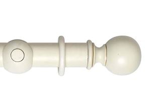 Rolls 55mm Museum Plain Ball Wooden Curtain Pole Antique White - Thumbnail 1