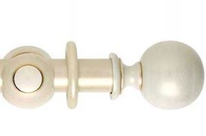 Rolls 55mm Museum Plain Ball Wooden Curtain Pole Cream Gold Wash - Thumbnail 1