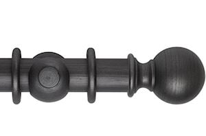 Rolls 55mm Museum Plain Ball Wooden Curtain Pole Satin Pewter - Thumbnail 1