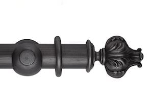 Rolls 55mm Museum Vienna Wooden Curtain Pole Satin Pewter - Thumbnail 1