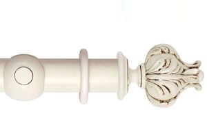 Rolls 55mm Museum Vienna Wooden Curtain Pole Antique White - Thumbnail 1