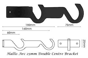 Hallis Arc 25mm Black Ball Double Eyelet Pole - Thumbnail 3