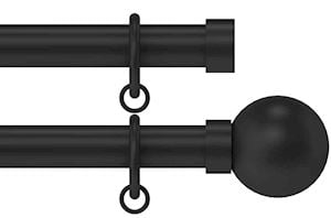Hallis Arc 25mm Black Ball Double Curtain Pole