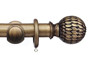 Integra 50mm Masterpiece Phoenix Black Gold Wooden Curtain Pole - Thumbnail 1