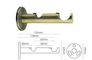 Rolls Neo 19/28mm Double Pole 3 Sided Bay Spun Brass - Thumbnail 2