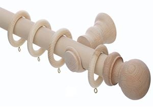 Rolls 50mm Unfinished Wooden Curtain Pole - Thumbnail 1