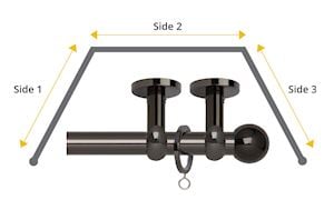 Rolls Neo 19mm Ball 3 Sided Bay Window Ceiling Fixed Curtain Pole Black Nickel