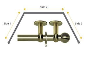 Rolls Neo 19mm Ball 3 Sided Bay Window Ceiling Fixed Curtain Pole Spun Brass - Thumbnail 1