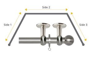 Rolls Neo 19mm Ball 3 Sided Bay Window Ceiling Fixed Curtain Pole Stainless Steel - Thumbnail 1