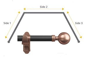 Rothley Eclipse Shade 25mm Ball 3 Sided Bay Curtain Pole Antique Copper with Black - Thumbnail 1