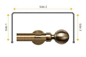 Speedy 28mm Ball IDC 3 Sided Bay Window Curtain Pole Antique Brass - Thumbnail 1