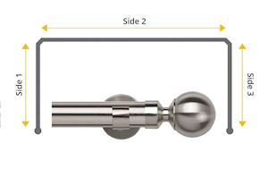 Speedy 28mm Ball IDC 3 Sided Bay Window Curtain Pole Satin silver - Thumbnail 1