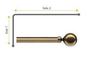 Speedy 28mm Ball 2 Sided Bay Window Curtain Pole Antique Brass