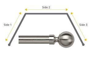Speedy 28mm Ball 3 Sided Bay Window Ceiling Fix Curtain Pole Satin Silver