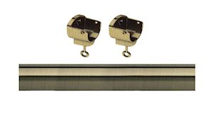 Swish Design Studio 28mm Bay Window Curtain Pole Kit - Antique Brass, 3-Sided, 3m (300cm) Total Width