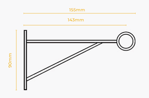 Artisan 16mm Black Wrought Iron Extended Curtain Pole Bracket - Thumbnail 2