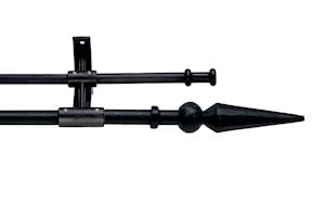 Artisan 16mm Ball & Spear Black Wrought Iron Double Curtain Pole