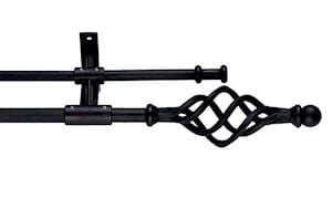 Artisan 16mm Cage Black Wrought Iron Double Curtain Pole - Thumbnail 1