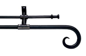 Artisan 16mm Curl Black Wrought Iron Double Curtain Pole