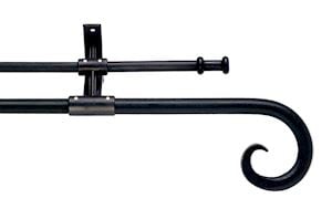 Artisan 16mm Curl Black Wrought Iron Double Curtain Pole - Thumbnail 1