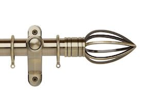 Rolls Galleria Metals 35mm Burnished Brass Caged Spear Curtain Pole - Thumbnail 1