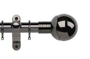 Rolls Galleria Metals 35mm Black Nickel Orb Curtain Pole - Thumbnail 1