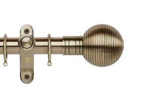 Rolls Galleria Metals 35mm Burnished Brass Ribbed Ball Curtain Pole - Thumbnail 1