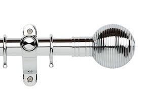 Rolls Galleria Metals 35mm Chrome Ribbed Ball Curtain Pole - Thumbnail 1