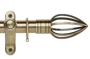 Rolls Galleria Metals 50mm Burnished Brass Caged Spear Curtain Pole