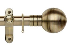 Rolls Galleria Metals 50mm Burnished Brass Ribbed Ball Curtain Pole