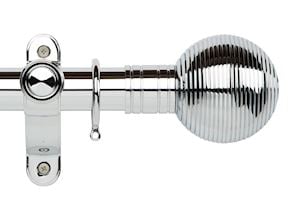 Rolls Galleria Metals 50mm Chrome Ribbed Ball Curtain Pole - Thumbnail 1